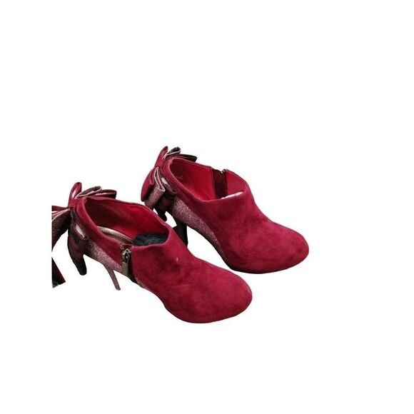 Bamboo Size 8 Crimson & Pink glittered high heels with a bow - Picture 5 of 12